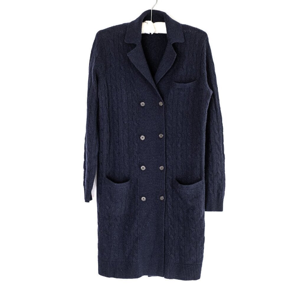 Polo Ralph Lauren 100% Cashmere Double Breasted Soft Cable Knit Navy Cardigan XS - Picture 5 of 11
